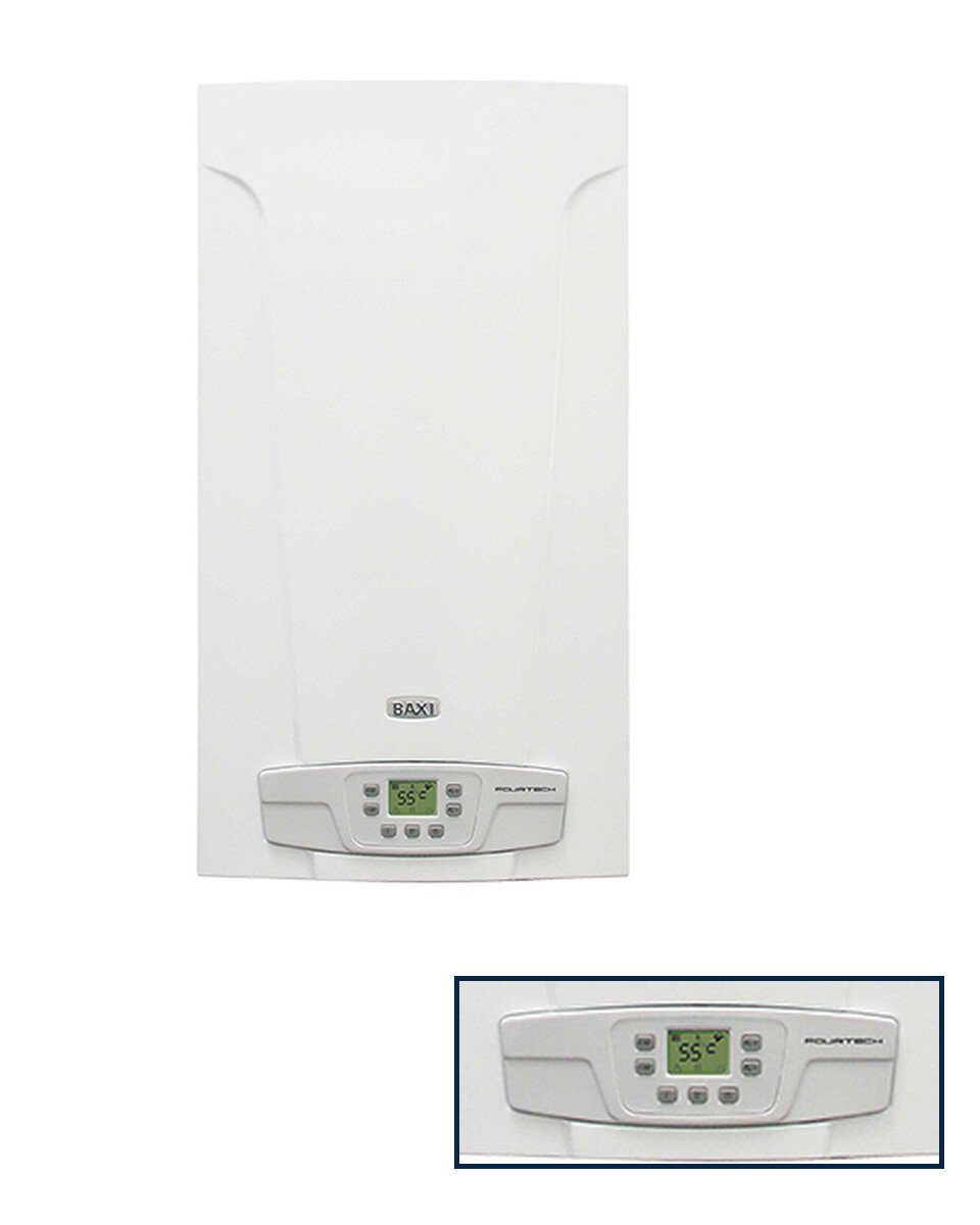 Caldera Baxi Fourtech vista frontal con ampliación del panel de mandos